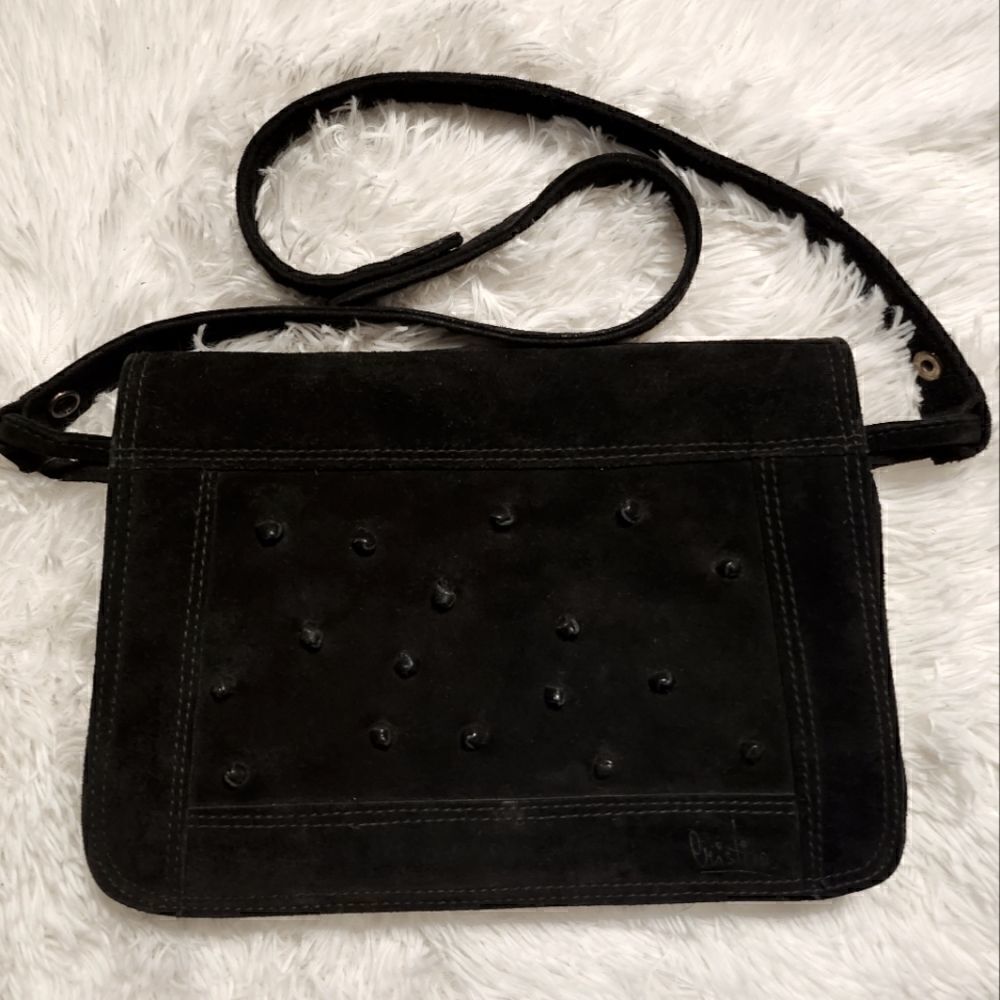 Vintage Tony Iammatteo Cristina Suede Shoulderbag Black